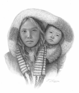 Mother and Child In Parka <nobr>• 18 x 22</nobr>