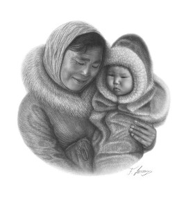 Mother Holding Child At Igloolik <nobr>• 18 x 20</nobr>