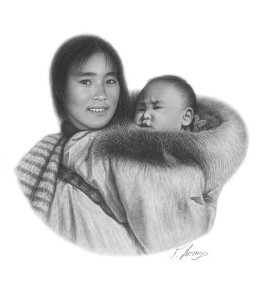 Young Mother and Child At Inuvik <nobr>• 16 x 22</nobr>